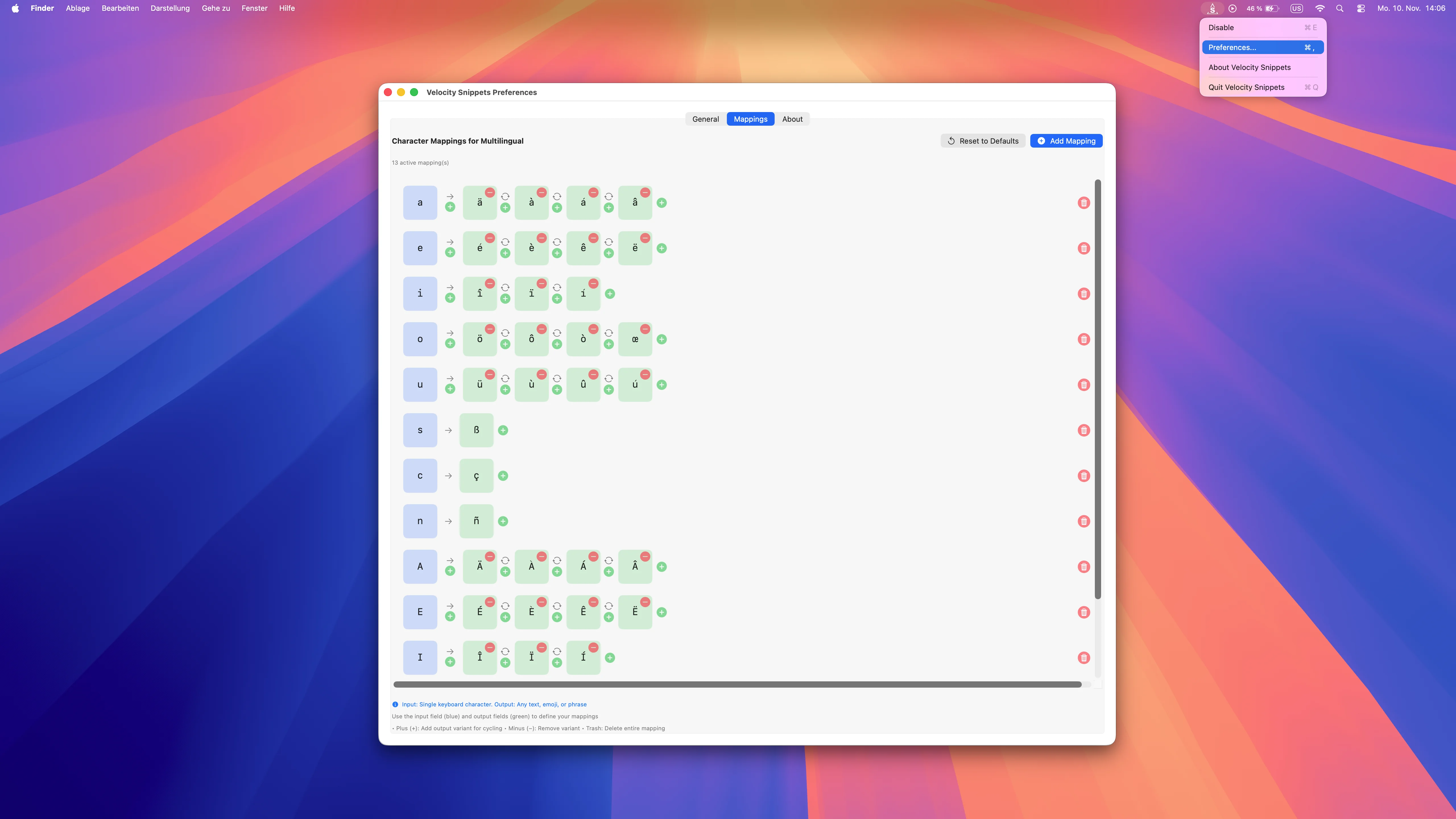 Mehrsprachige Zeichen-Mappings